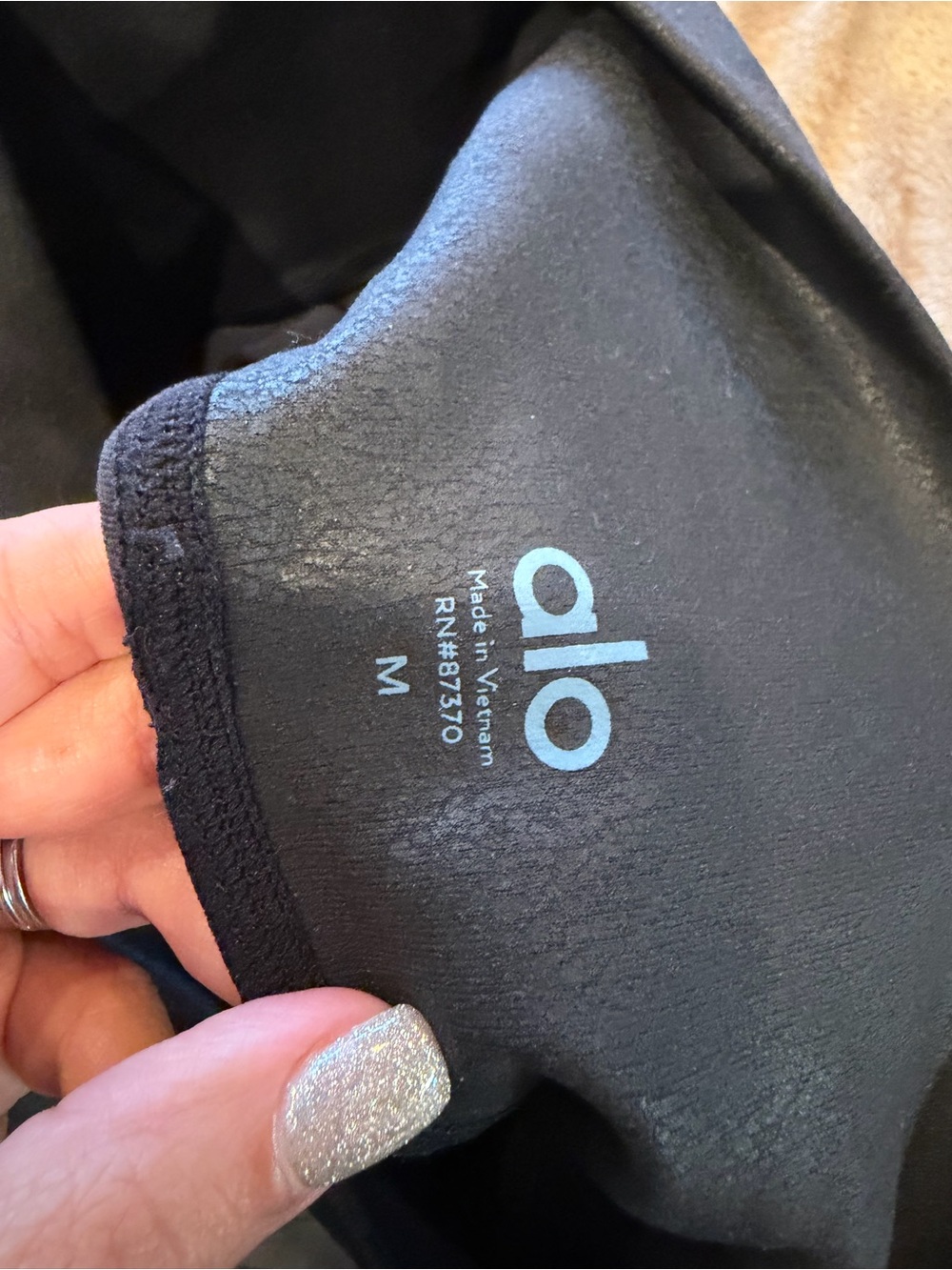 ALO Yoga Black Moto Ribbed Jeggings - Picture 4 of 5